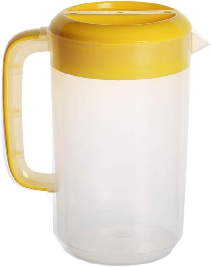 DOITOOL Jarra de agua grande de plástico de 2.5 L con tapa y boquilla, jarra de agua con asa para jugo casero, té helado, bebidas calientes o frías,