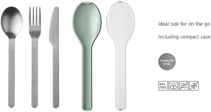Mepal Juego de cubiertos Ellipse de 3 piezas – Juego de cubiertos para llevar – Consta de un cuchillo, tenedor y cuchara – Juego de cubiertos con