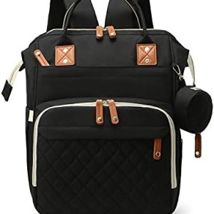 UISKOOPW Mochila para pañales, pañal para bebé, impermeable, bolsa de cambiador, mochila de viaje multifunción con correas para cochecito, Negro -, UISKOOPW Mochila para pañales, pañal para bebé, impermeable, bolsa de cambiador, mochila de viaje multifunción con correas para cochecito, Negro -,