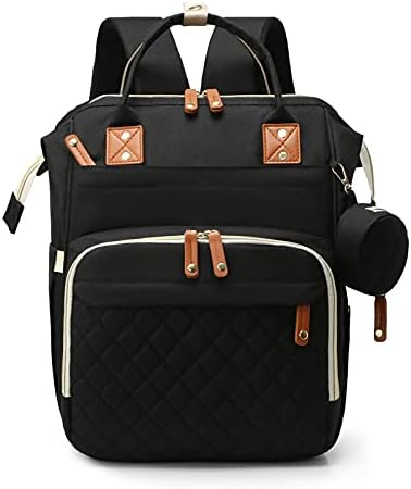 UISKOOPW Mochila para pañales, pañal para bebé, impermeable, bolsa de cambiador, mochila de viaje multifunción con correas para cochecito, Negro -,