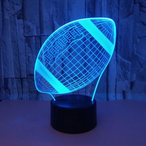 Lámpara de ilusión 3D de fútbol de rugby, decoración nocturna óptica visual 3D, decoración de mesa de dormitorio, regalo de cumpleaños de Navidad