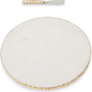 Mud Pie Gold Edge – Juego de tablas de servir con esparcidor, tamaño único, color blanco Mud Pie Gold Edge – Juego de tablas de servir con esparcidor, tamaño único, color blanco