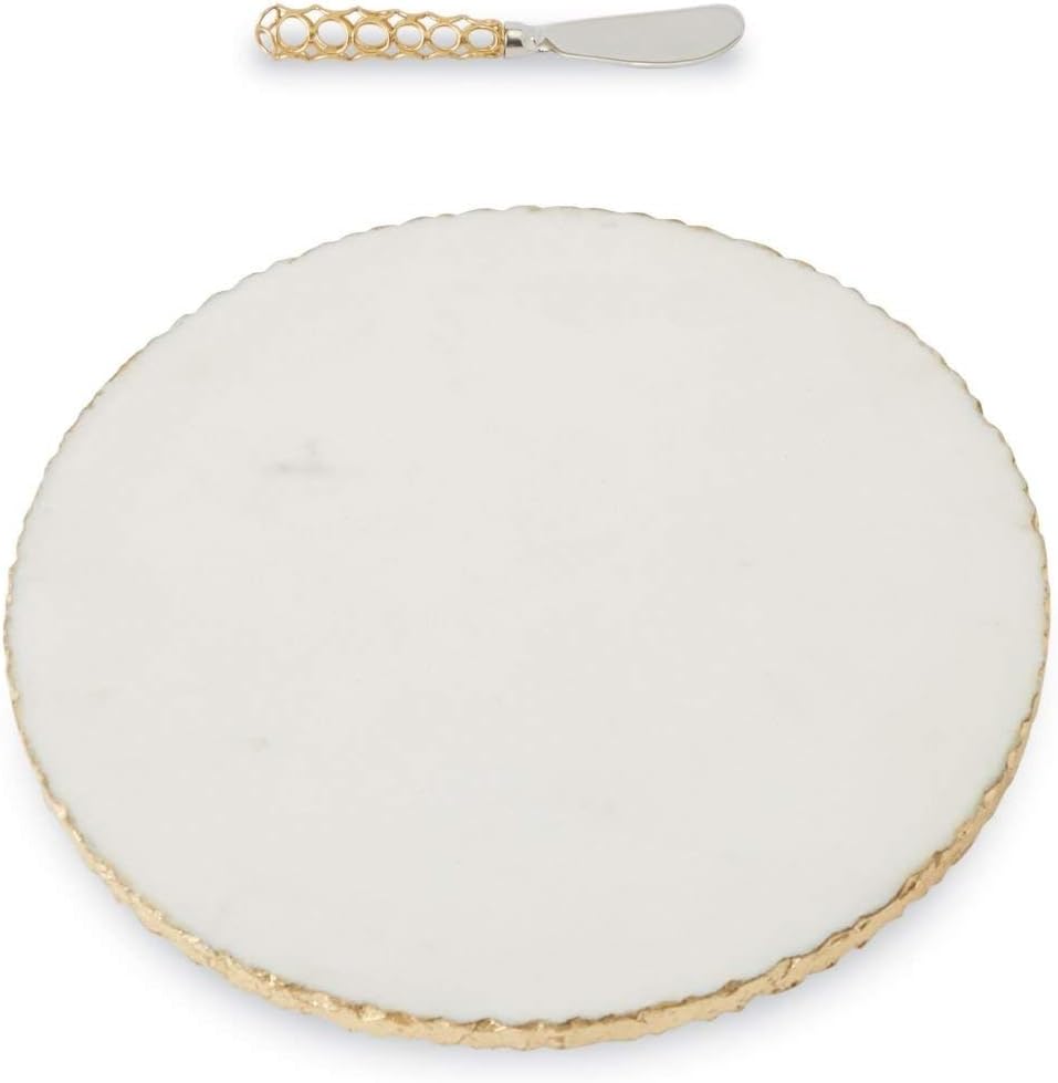 Mud Pie Gold Edge – Juego de tablas de servir con esparcidor, tamaño único, color blanco