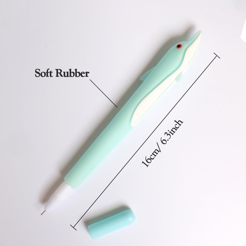 Cooapen Bolígrafos de tinta de gel en forma de delfín suave con forma de delfín, bolígrafos Kawaii de papelería para la escuela, oficina,