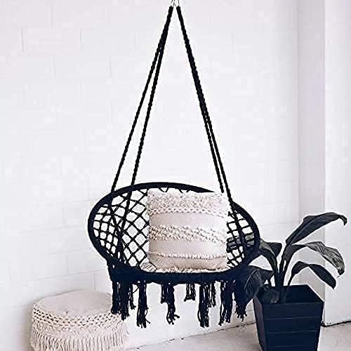 Bahia – Hamaca de macramé, silla colgante para dormitorio, silla de columpio de cuerda bohemia para interiores, silla de columpio de macramé para