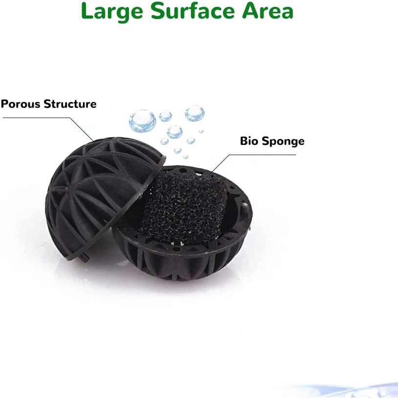 J-star 100 unidades de 0.62 pulgadas para acuario bio bolas filtrantes, medios de filtro para tanque de peces de acuario, bolas de filtro de medios