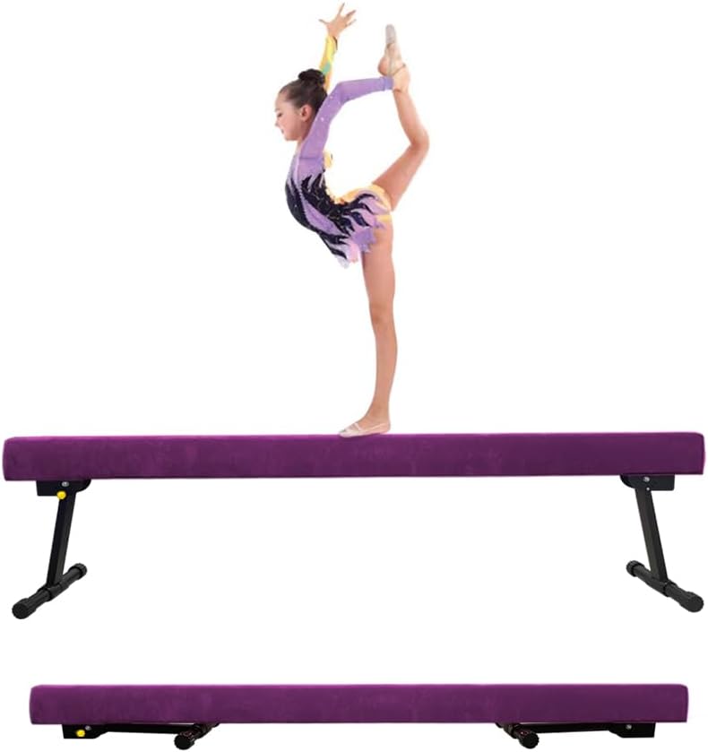 Viga de equilibrio de gimnasia ajustable y plegable, haz de gimnasia de nivel alto y bajo de 6 pies8 pies, no requiere herramientas, equipo de