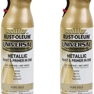 Rust-Oleum Pure Gold 245221 Pintura en aerosol universal para todas las superficies, 11 onzas, metálica, 11 onzas (paquete de 2) Rust-Oleum Pure Gold 245221 Pintura en aerosol universal para todas las superficies, 11 onzas, metálica, 11 onzas (paquete de 2)
