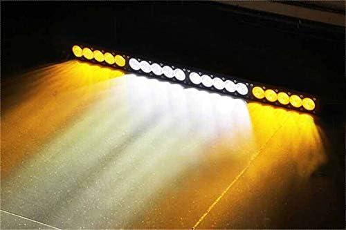 Barra de luz LED de una sola fila de 20 pulgadas, color blanco ámbar amarillo, barra de luz LED, barra de faros delanteros, lámpara de conducción