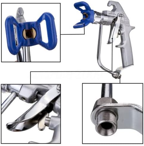 JOLINO 243283 Silver Plus Gun 5000 PSI Pistola de pintura sin aire con punta 517 y soporte