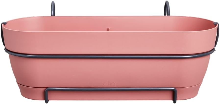 elho Vibia Campana Trough Allin1 50 – Macetero para balcón – Ø 50,4 x H 7.0 in – Rosa polvoriento