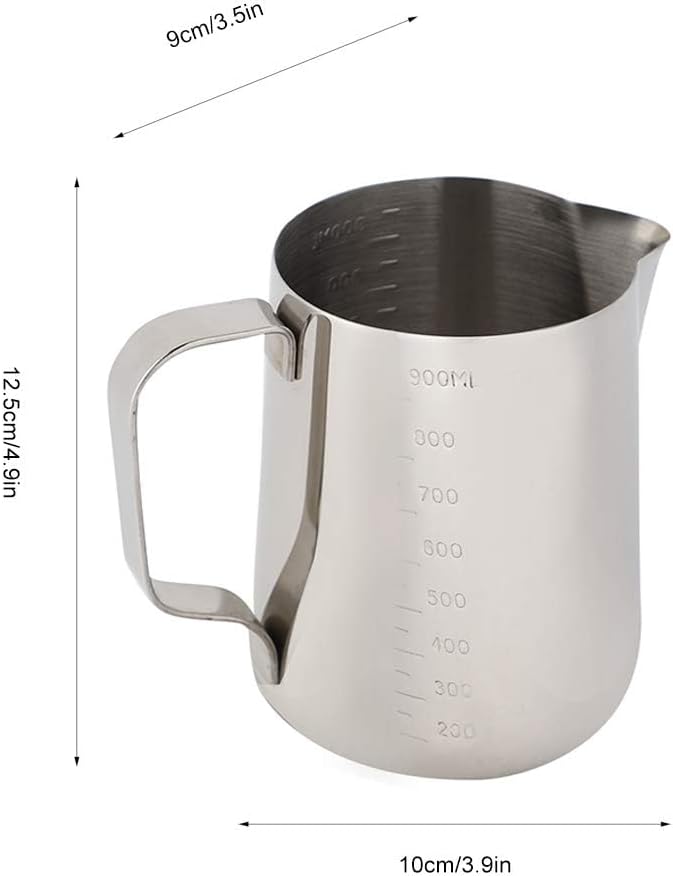 Jarra de leche de 34 onzas33.8 fl oz, jarra de espuma de leche, espumador de leche, jarra de leche para café, taza de vaporizador, taza de café de