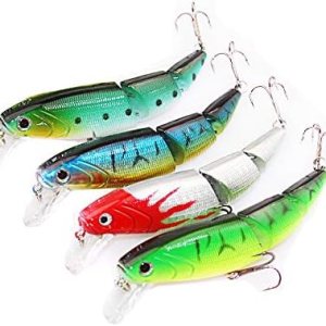 OriGlam 4 señuelos de pesca articulados, cebos de natación realistas multiarticulados, cebos duros, cebo de agua superior, cebo de hundimiento OriGlam 4 señuelos de pesca articulados, cebos de natación realistas multiarticulados, cebos duros, cebo de agua superior, cebo de hundimiento