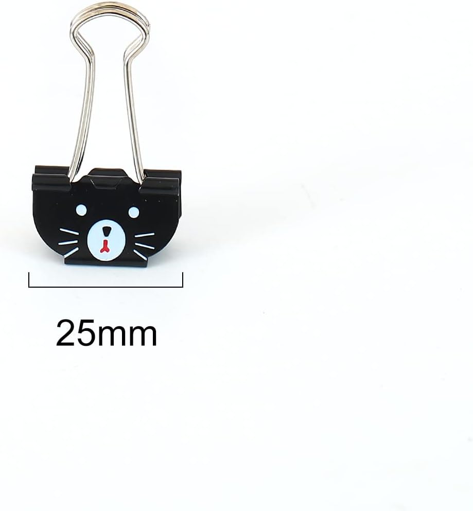 Clips de metal para carpetas de gato, 20 abrazaderas de papel medianas negras para escuela, hogar, escritorio, organizadores de suministros de