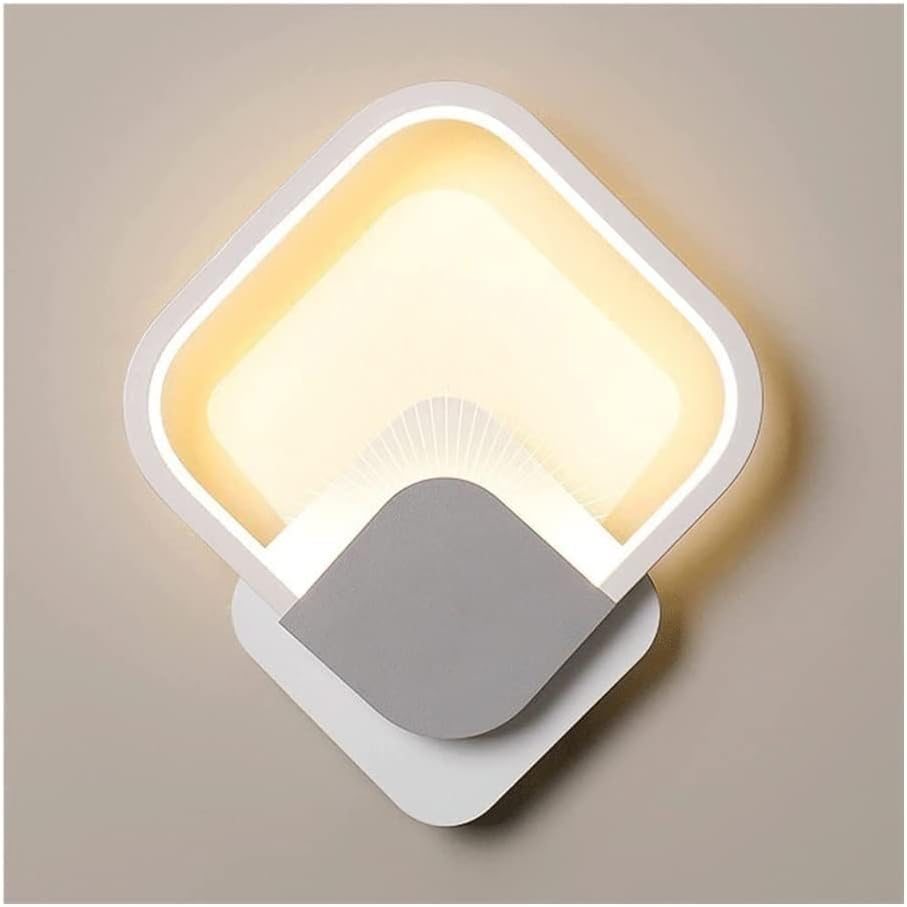 Lámpara de pared de aluminio de metal con pantalla acrílica, aplique de pared LED de atenuación de tres colores para dormitorio, sala de estar,