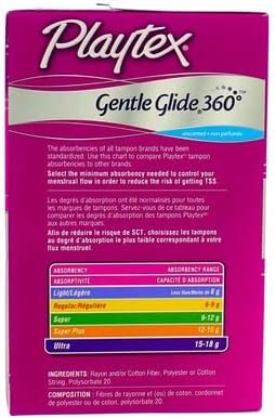 Playtex Gentle Glide – Tampones sin perfume, ultra absorbencia, 36 unidades (paquete de 6)