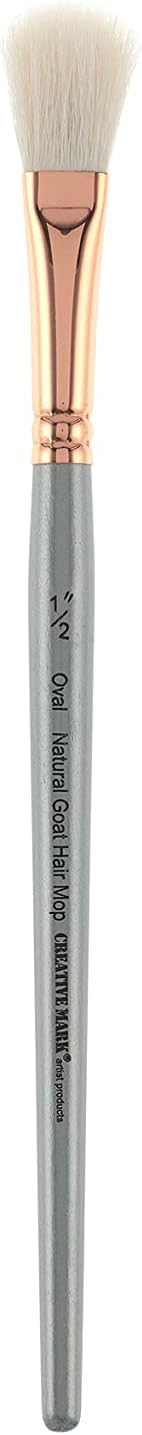 Creative Mark Pinceles de pelo de cabra blanca natural, pinceles de pintura para pintura acrílica, aceite, acuarela y más, ovalados, tamaño 0.5