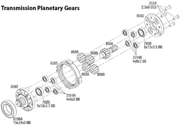 Hot Racing TUDR37SPG Mecanizado acero endurecido anillo planetario engranaje UDR