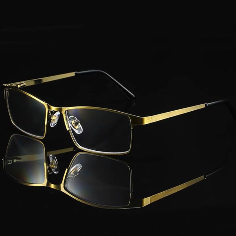 DOUKI Gafas de lectura progresivas multifocal+1.5 para hombres Gafas de sol fotocromáticas de metal medio marco lectores rectángulo