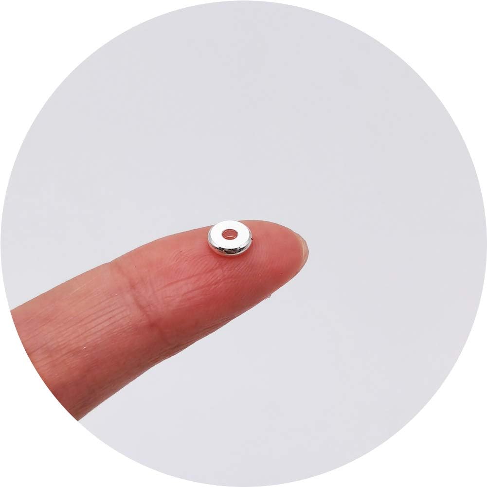 INSPIRELLE 100 cuentas Heishi de 0.236 in de larga duración, disco de latón Rondelle, cuentas espaciadoras chapadas en plata, planas, redondas,
