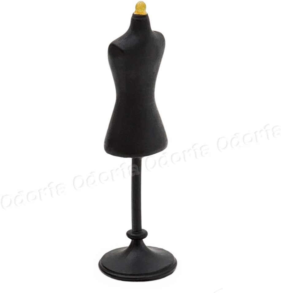 Odoria 124 forma de vestido en miniatura maniquí accesorios de decoración de casa de muñecas, negro