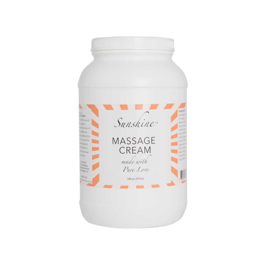 DMS Sunshine Crema de masaje, aceite de girasol, vitamina E, aloe vera, hidratante, hidratante, calmante para la piel, grado profesional, 1 galón