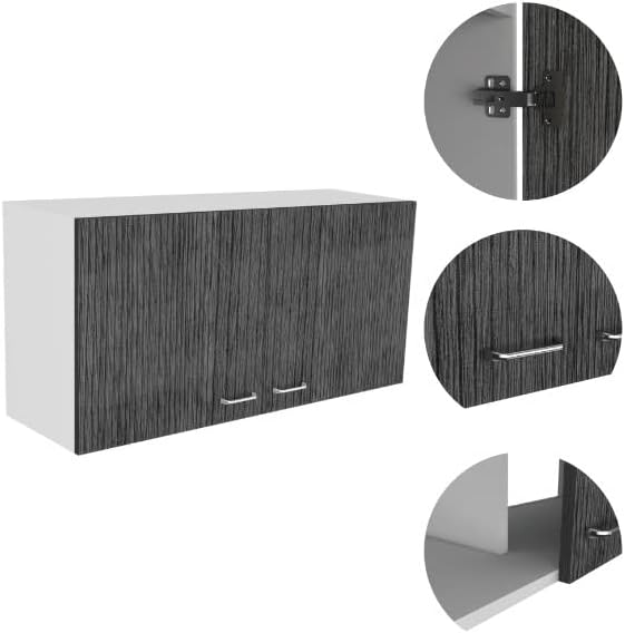 TUHOME Napoles – Armario de pared, madera de roble blanco y ahumado