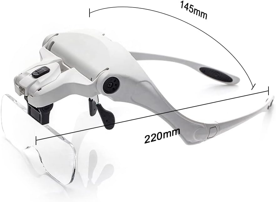 5 lentes 1.0 x 1.5 x 2.0 x 2.5 x 3.5 x Lupa ajustable con diadema con lámpara de luz LED, lupa para pestañas postizas, extensión de pestañas, color