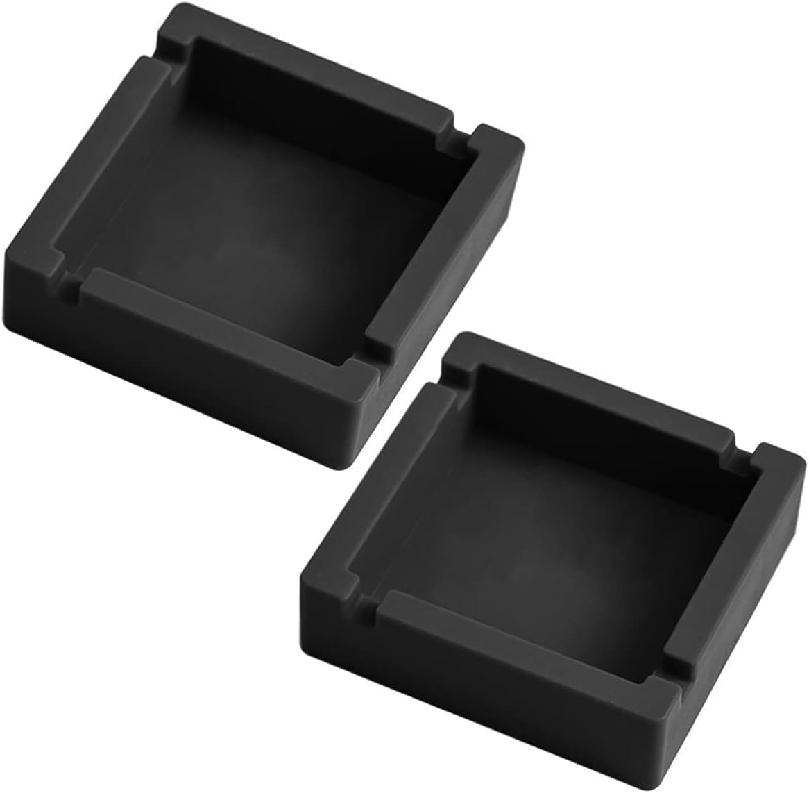 Cenicero de silicona irrompible para cigarrillos, 2 piezas, con 4 reposos de doble uso para exteriores, patio, exterior, interior (negro)