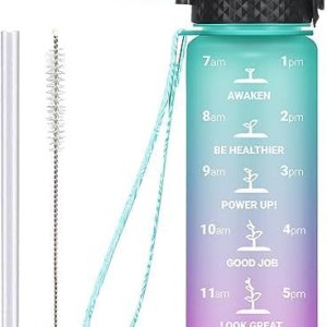 GOPPUS Botella de agua para niños con tapa de boquilla de pajilla, 10 calcomanías de 17 onzas, a prueba de fugas, sin BPA, marcador de tiempo GOPPUS Botella de agua para niños con tapa de boquilla de pajilla, 10 calcomanías de 17 onzas, a prueba de fugas, sin BPA, marcador de tiempo