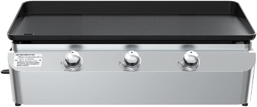 Nexgrill Plancha plana de 3 quemadores, 465 pulgadas cuadradas., perfecta para acampar, cocinar al aire libre, patio, plancha de acero inoxidable