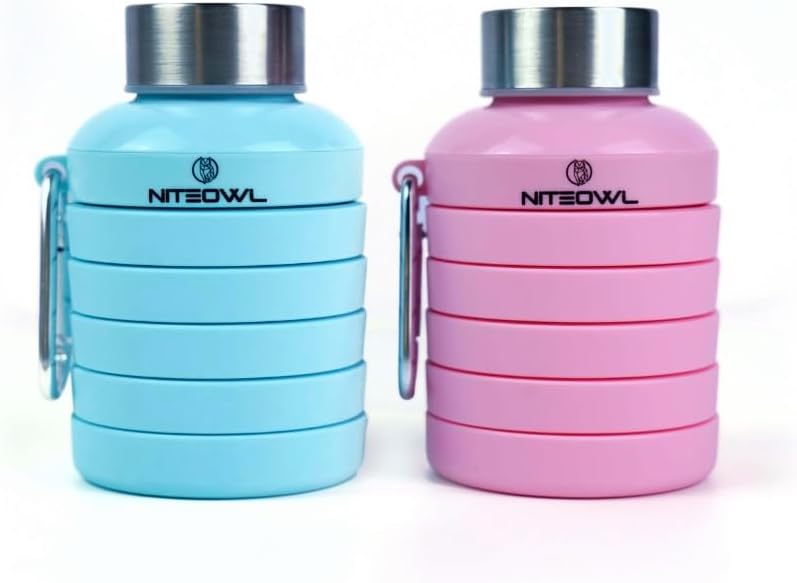 Botella de agua deportiva plegable (rosa)