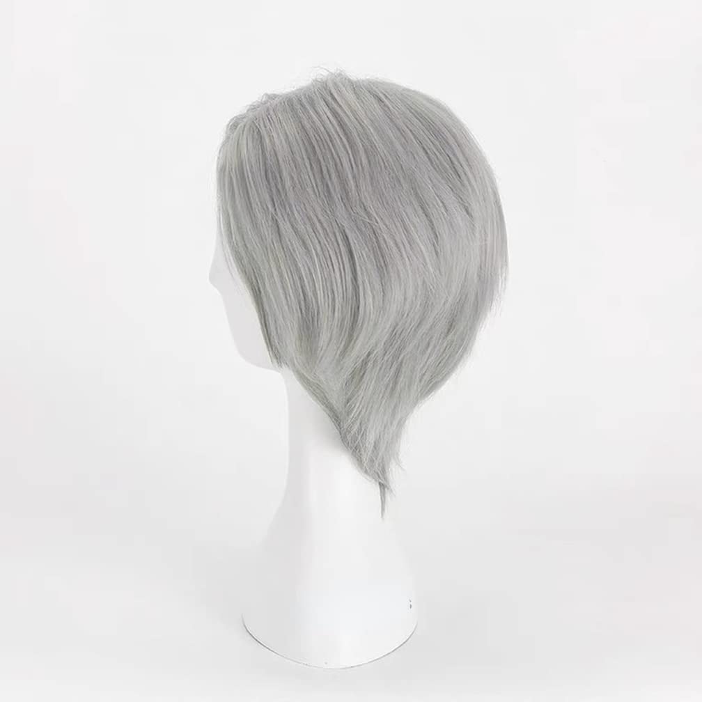 Game Devil May Cry 5 – Peluca de cosplay, pelo corto gris plateado para Dante, juego de rol, accesorios de Halloween, accesorios con gorra de peluca