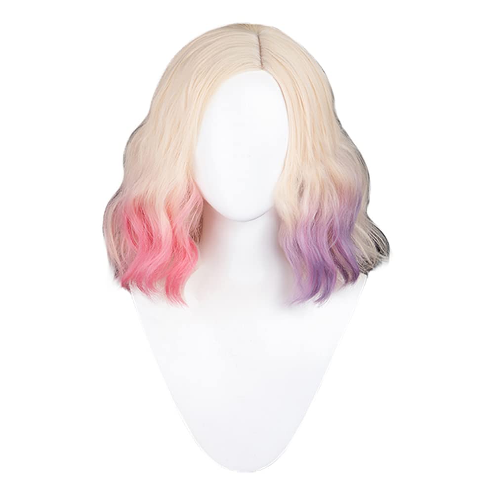 Enid Sinclair Cosply peluca dorada degradada rosa y morado 12.6 in 12 pulgadas (Enid Sinclair-GLD)