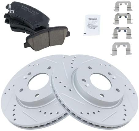 Autos Part Outlet Nuevo kit de pastillas de freno delantero y rotor compatible con Hyundai Elantra Coupe Elantra GT Veloster Kia Forte Koup Forte5