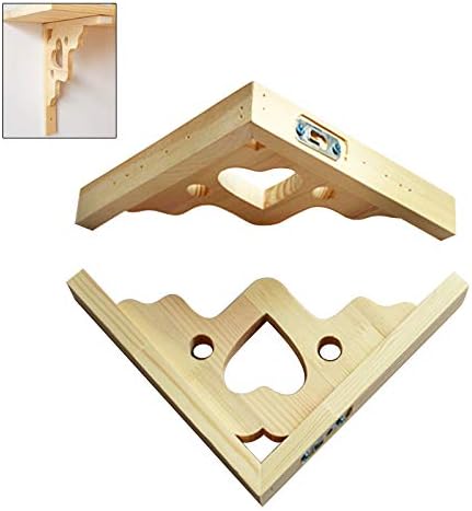 Creativos soportes de estante triangulares de madera maciza en forma de corazón sin pintar, soportes de estante ocultos para montaje en pared,