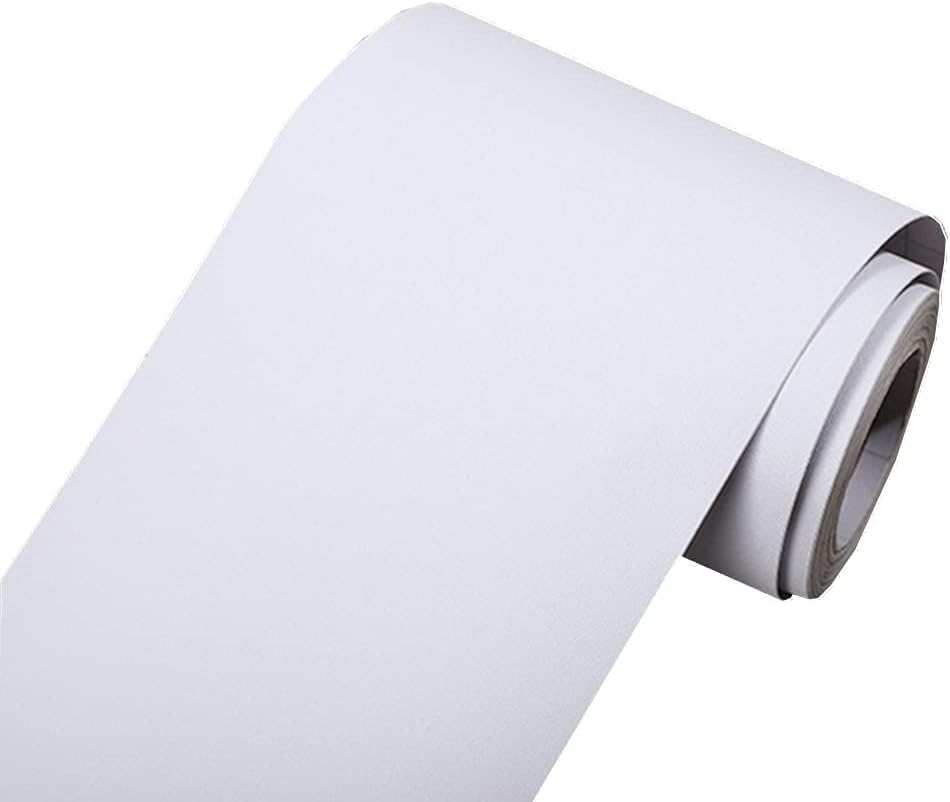 Papel tapiz autoadhesivo de color sólido esmerilado, borde impermeable, fácil de aplicar, azulejos de cocina y baño, 4 x 196 pulgadas (blanco)