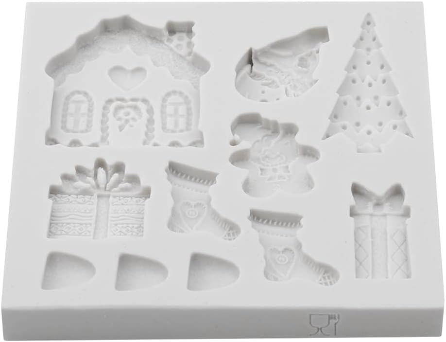 Moldes de fondant de Navidad, decoración de cupcakes de pastel de silicona molde de caramelo de chocolate, árbol de Navidad, etc. Moldes de arcilla