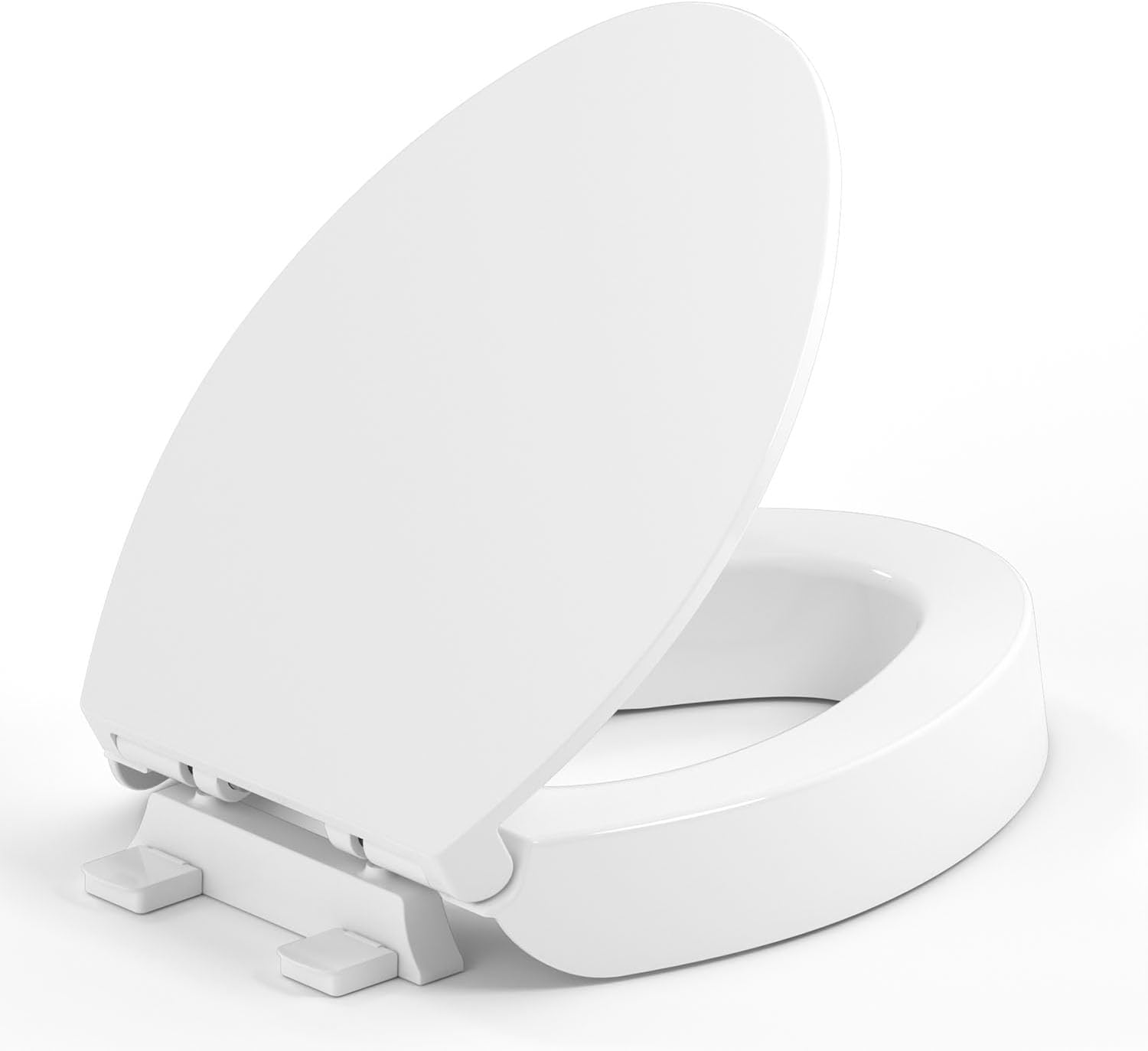 Elevadores alargados de asiento de inodoro para personas mayores, cierre lento, asiento de inodoro elevado, resistente, nunca aflojado, cuenco