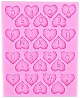 Molde de silicona con formas de letras del alfabeto en forma de corazón (día de San Valentín) – Alfombrillas y moldes de silicona personalizados de