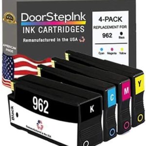 DoorStepInk Recambios de cartucho de tinta remanufacturados en los Estados Unidos para HP 962, negro, cian, magenta, amarillo, paquete de 4 para DoorStepInk Recambios de cartucho de tinta remanufacturados en los Estados Unidos para HP 962, negro, cian, magenta, amarillo, paquete de 4 para