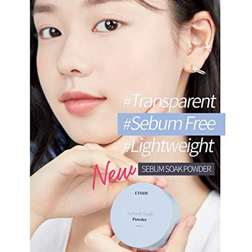 ETUDE Polvo de remojo Sebum 0.18 oz (23AD)  Polvo de maquillaje para rostro graso con control de sebo, efecto suave en la piel y acabado mate