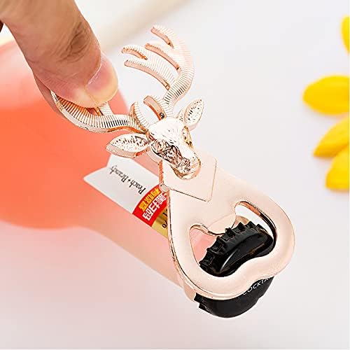 Abrebotellas con forma de cabeza de ciervo para refrescos, cerveza, abridor de botellas, barra de cocina, regalo para boda, Navidad, cumpleaños (oro