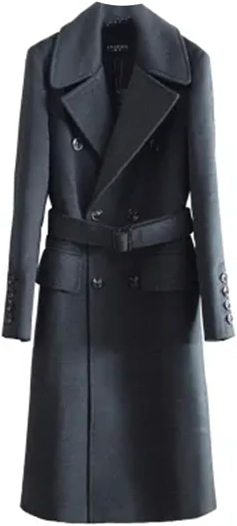 Mens Long Woolen Coat Autumn Winter Artifical Cashmere Over Coat Business Causal Beige Outwear