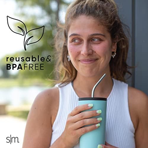 Simple Modern Pajitas reutilizables de acero inoxidable con punta de silicona  Sin toxinas y popote reductor de residuos para vasos y tazas de viaje