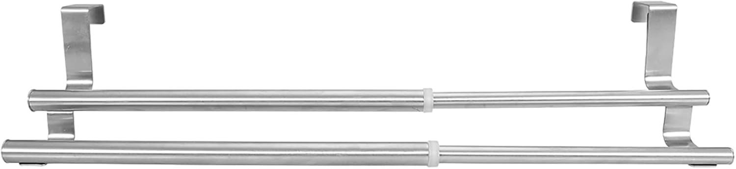 Toallero retráctil de acero inoxidable para colocar sobre la puerta, toallero para baño, bar, dormitorio, toallero (doble poste retráctil de 15.7 in)