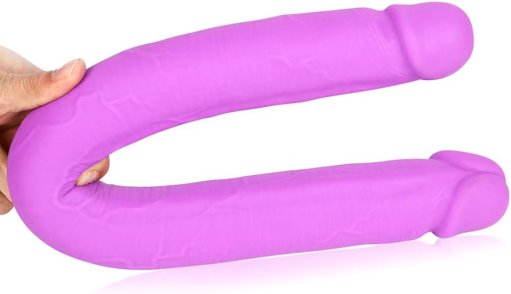 Consolador realista de doble extremo de silicona de doble cara con glande vívido pene doble pene para sexo anal vaginal, juguete sexual para