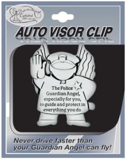 Police Man Officer Mujer  Clip de Visera Automático de Peltre  Ángel Guardián  Proteger  Regalo inspirador, plateado