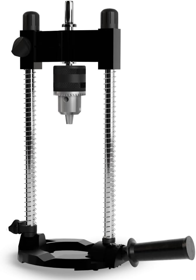 Pop’s Choice Guía de taladro portátilprensa para taladrar, soporte de accesorio de guía multiángulo para 14 pulgadas y 38 pulgadas, con mandril,