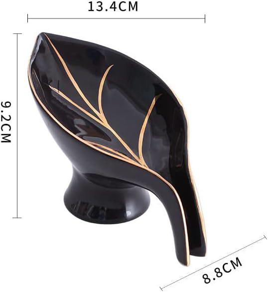 Jabonera de cerámica autodrenante con diseño de cascada en forma única de hoja, protector de jabón ideal para baño, ducha y bañera, bandeja de mesa